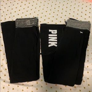 *SOLD* 2 Pairs of Black “PINK” Yoga Pants